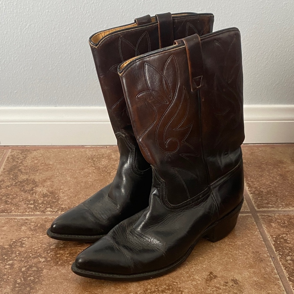 ACME Dark Brown and Black Western Boots